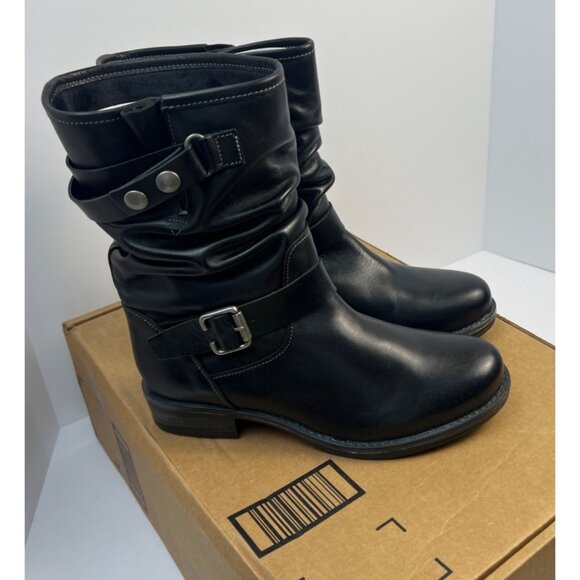 Eric Michael Womens Black Leather Pull On Moto Laguna Boot Size EU 38 - Picture 9 of 9